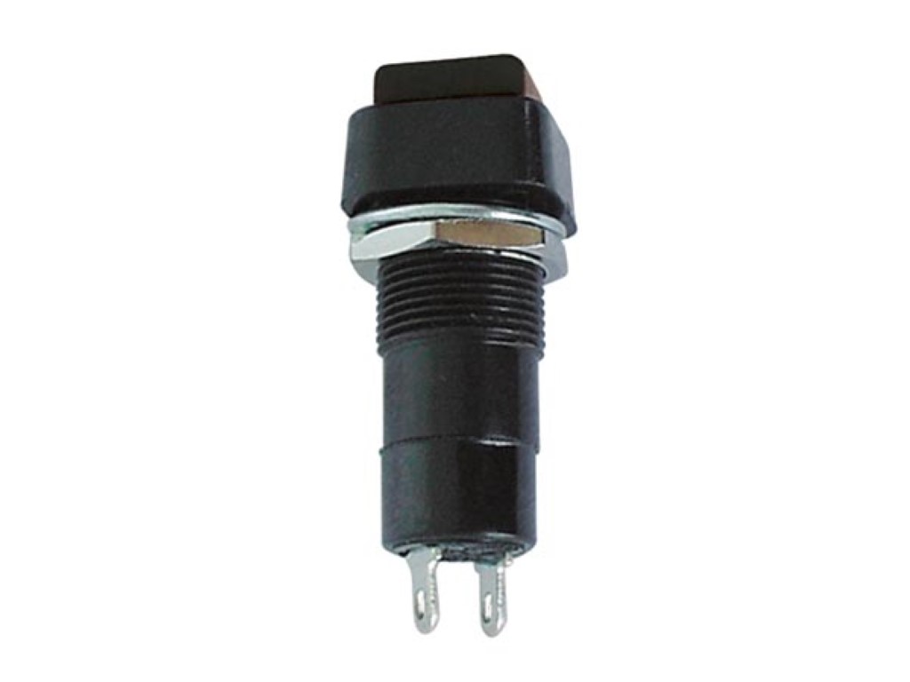 Trykkontakt - 1P OFF-(ON), 3A/250V, SORT knap (Ø12mm)