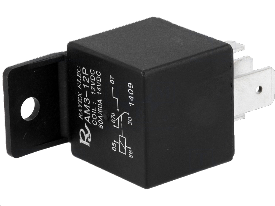Autorelæ - 12Vdc / 80A (DC: 60A/14Vdc), 1 x skifte (SPDT)