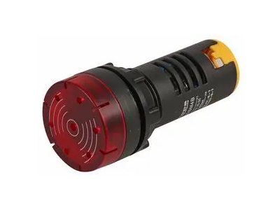 LED panellampe m. blink og lydgiver - 230Vac, Rød