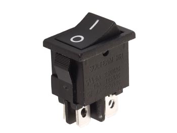 Vippekontakt - 2P OFF-ON, 6A/250V, SORT I/O (19,4x13mm)
