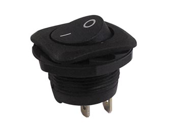 Vippekontakt - 1P OFF-ON, 6A-250V, Sort (Ø20mm hul)