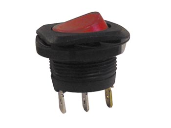 Vippekontakt - 1P OFF-ON, 6A-250V, RØD neon (Ø20mm hul)