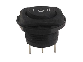 Vippekontakt - 1P ON-OFF-ON, 6A-250V, Sort (Ø20mm hul)