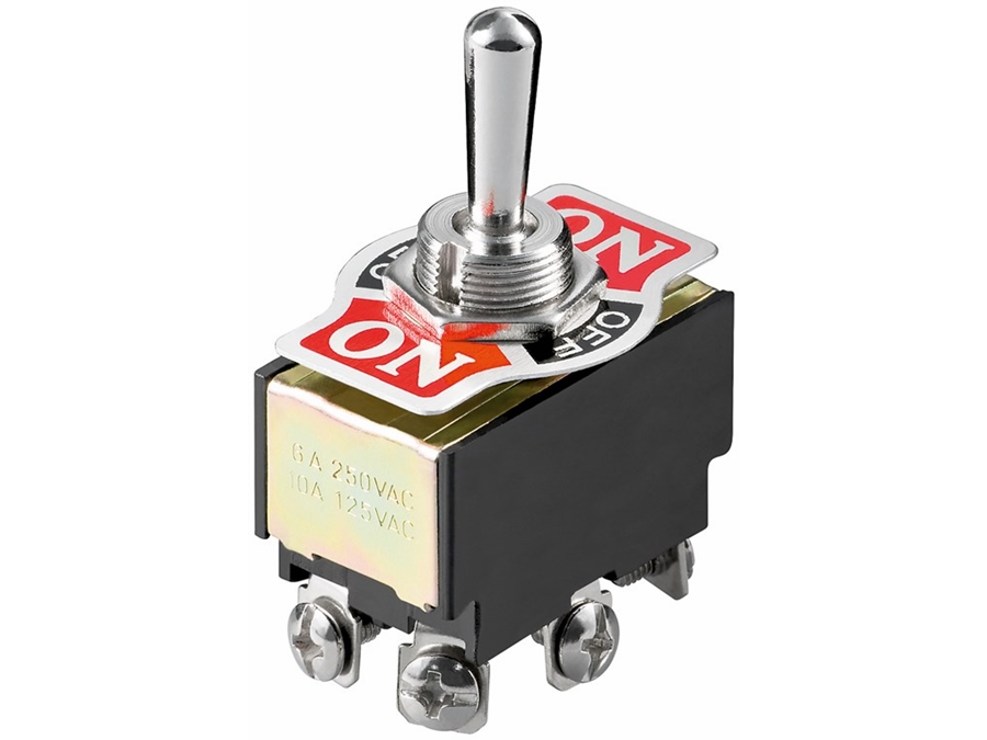 MAXI vippekontakt - 2P ON-OFF-ON 6A/250V, M3 skruer