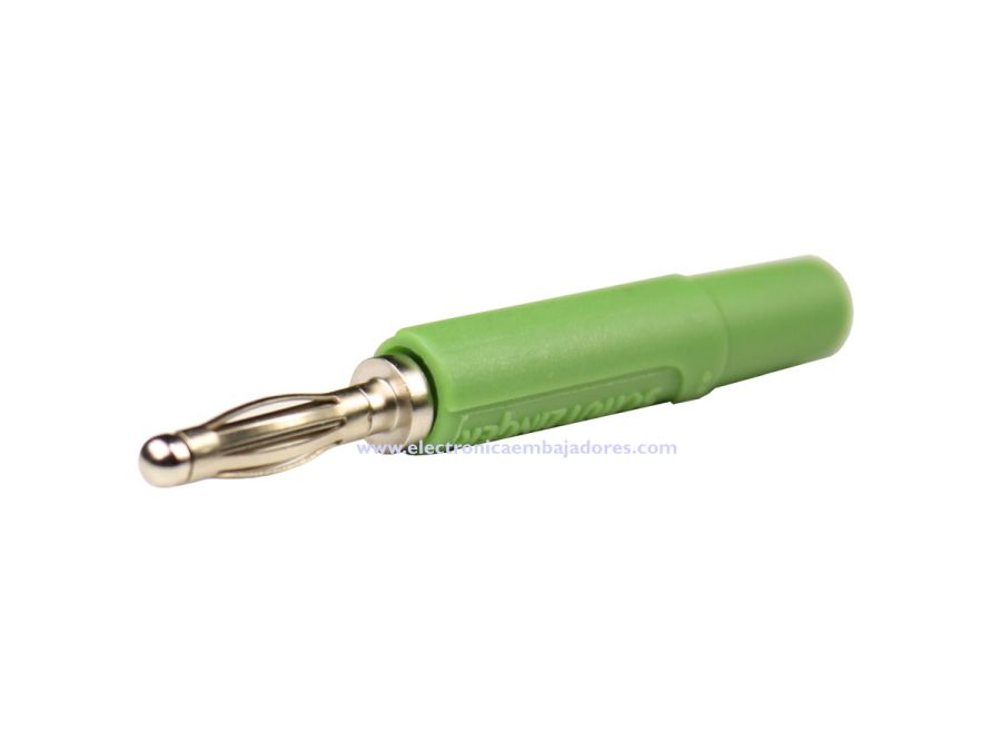 Bananstik - 2mm, 60Vdc / 10A, nikkel, Grøn