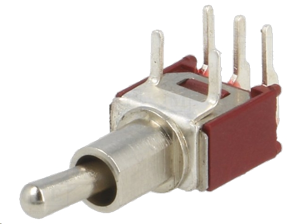 Miniature vippekontakt - 1P ON-OFF-ON, u. gevind, kort arm