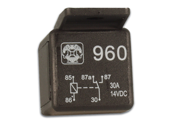 Autorelæ - 12Vdc / 30A, spadestik, 1 x skifte (SPDT)