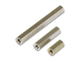 Afstandsmøtrik - 10mm stål, hun til hun (M3)