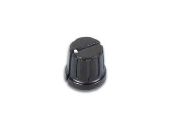 Drejeknap til 6,35mm aksel - Ø15,5mm, Sort m. hvid prik