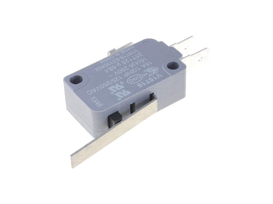 Mikroswitch m. lang arm - 16A/250V, ON-(ON) SPDT, spadestik