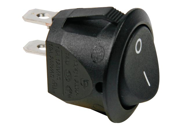 Vippekontakt - 1P OFF-ON, 10A/250V, Sort (Ø20,2mm)