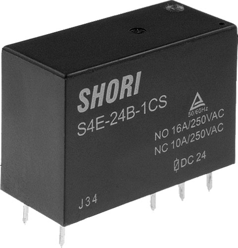 Miniature relæ - 24VDC / 16A, 1 x skifte (SPDT)