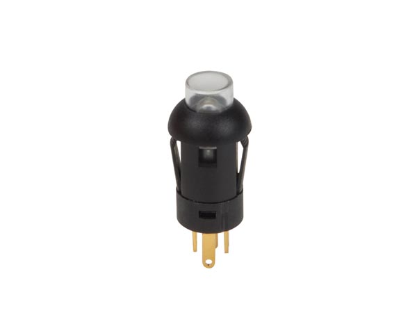 Rund mini trykkontakt - 1P OFF-(ON) Grøn LED (Ø7,8mm)