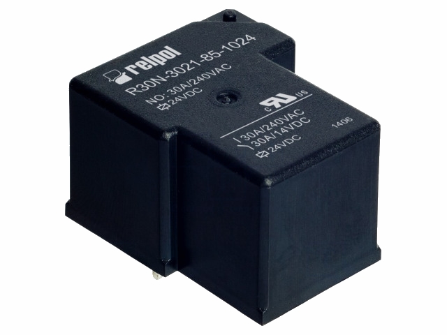 Heavy duty relæ - 24VDC / 30A, 1 x slutte (SPST-NO)