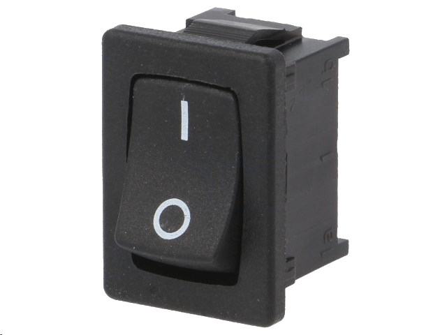Vippekontakt - OFF-ON, 12A, 4,8mm spadestik, Sort