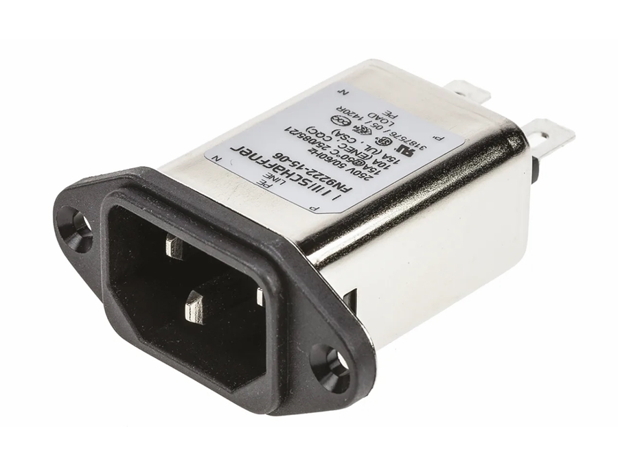 Apparatfatning m. EMI/EMC netfilter - C14, 250V 15A