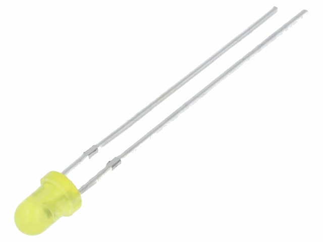 3mm LED - Selvblinkende GUL diffus, 3-5V 330mcd 60°