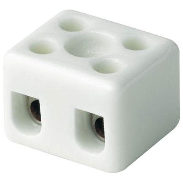 Kronemuffe porcelæn 2P 4mm² m. montagehul - 1 stk.