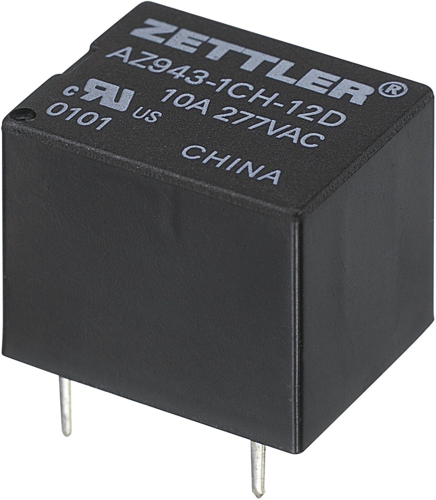 Miniature relæ - 12VDC 10A, 1 x skifte (SPDT), 5-ben 2mm