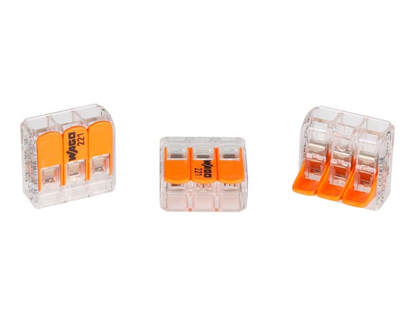 221 klemme-samlemuffe - 3 x 0,2-4mm², til alle ledningstyper
