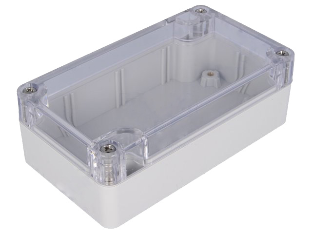 G203C plastkabinet - Klart låg, IP65 (115x65x40mm)