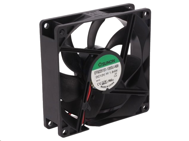 DC blæser - 92x92x25mm 12Vdc 1,68W m. glideleje