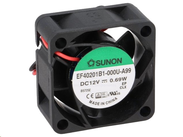 DC blæser - 40x40x20mm 12Vdc / 0,56W, glideleje, 2 ledn.