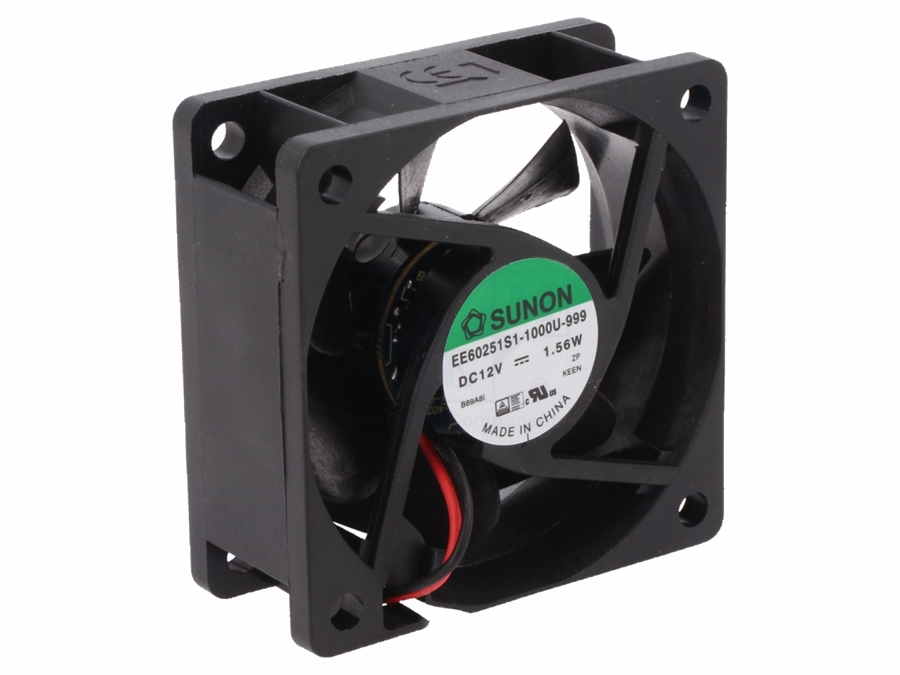 DC blæser - 60x60x25mm 12Vdc / 1,62W, glideleje, 2 ledn.
