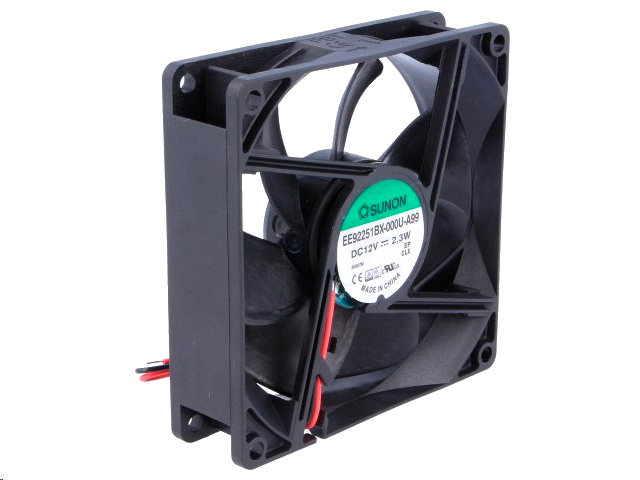 DC blæser - 92x92x25mm 12Vdc / 2,3W m. kugleleje