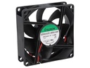 DC blæser - 80x80x25mm 24Vdc / 1,8W m. glideleje, 2 ledn.