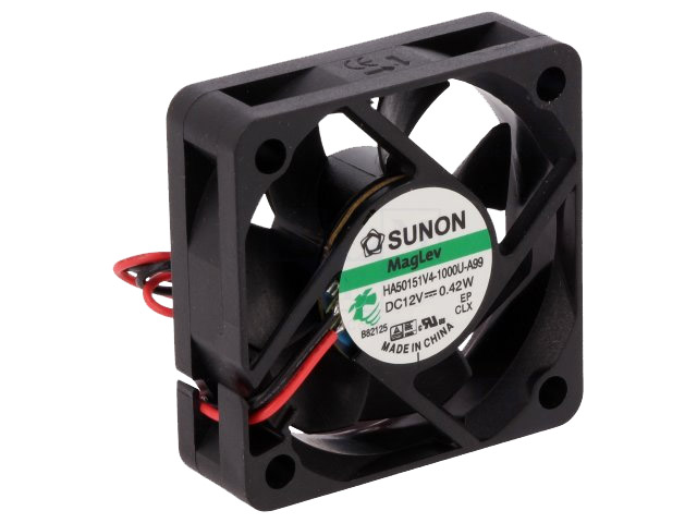 DC blæser - 50x50x15mm, 12Vdc 0,3W Vapo, 2 ledn.