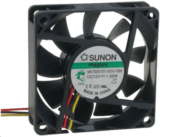 DC blæser - 70x70x20mm 12Vdc, 1,56W, Vapo, 3 ledn. (F-type)
