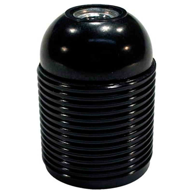 Fatning E27 m. udvendig gevind sort