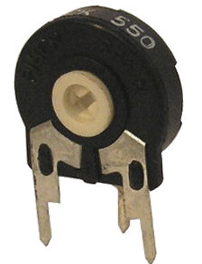 Lodret trimmepotmeter - 220kOhm, stor 15mm, spindel (PT15)