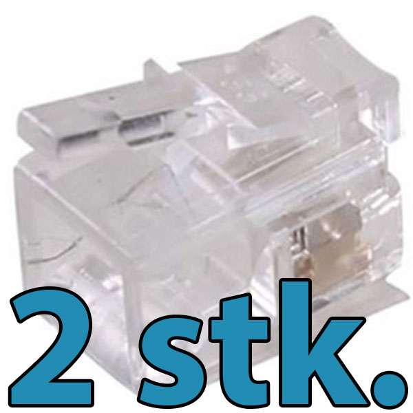Modular plug RJ9 UTP 4P4C til fladt kabe 2stk/pak
