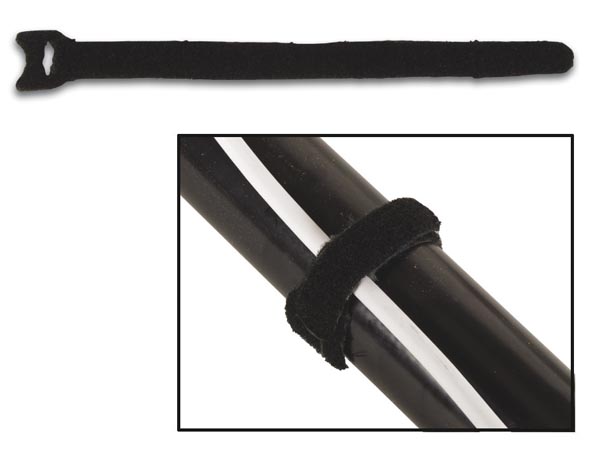 Velcro kabelstrips - 12,5x300mm, Sort (10 stk.)