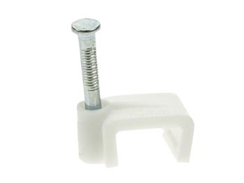 Kabelsøm-clips - Flad 3x4mm, Hvid (100 stk. box)