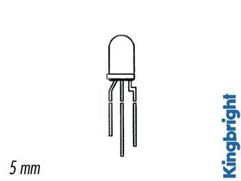 5mm LED - Tripolar RØD/GRØN, 5/5mcd, anode (60°)