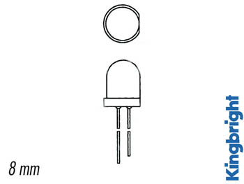 8mm LED - Rund, RØD diffus (20mcd)