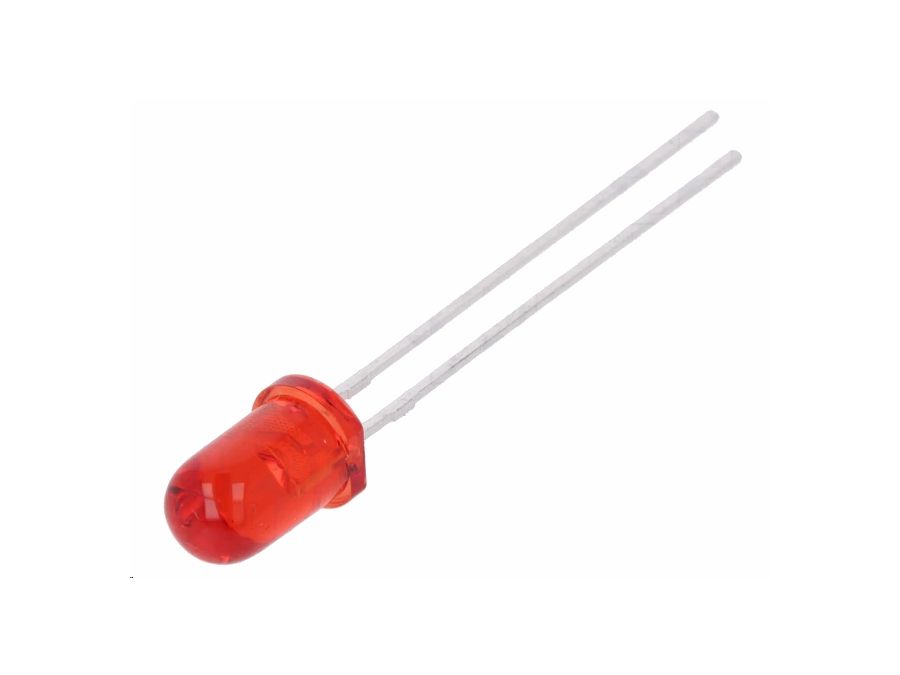 5mm LED - Rund, RØD transparent (180mcd 20°)