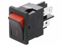 Vippekontakt - 1P ON-OFF, 10A/250V, Sort-rød (19,3x12,9mm)