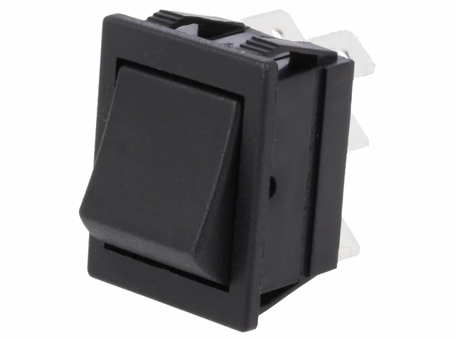 Vippekontakt - 2P ON-ON, 16A/250V, 6,3mm spadeterm. Sort