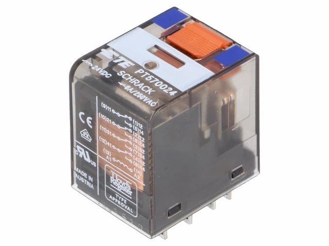 Heavy duty relæ - 24VDC / 6A, 4 x skifte (4PDT)