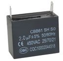 CBB61 motor kondensator - 2uF 450V, ±5%, spadestik, flange