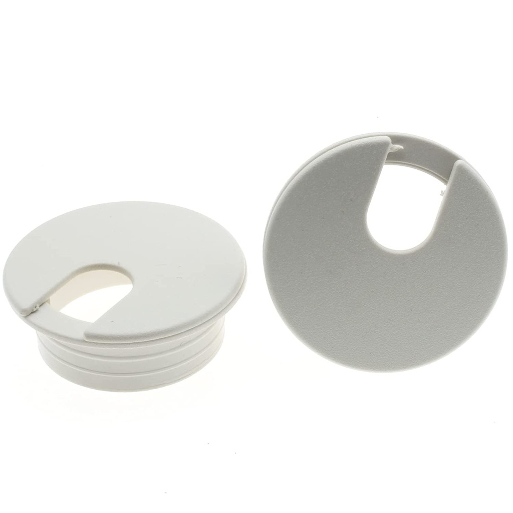 Bord-kabelgennemføringsflange - Hvid plast, Ø35mm (2-delt)