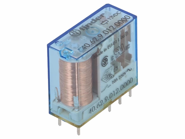 Miniature relæ - 12VDC 10A, 2 x skifte (DPDT), 8-ben 5mm
