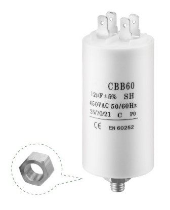MOTOR kondensator - 80uF / 450V, M8 forskruning, Spadestik