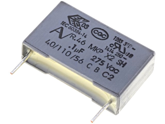 X2 støjkondensator - 100nF (0,1uF) 275VAC (15mm)