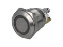 Vandalsikret stålkontakt, 1P OFF-(ON) Ø19mm Rød/grøn 24V LED