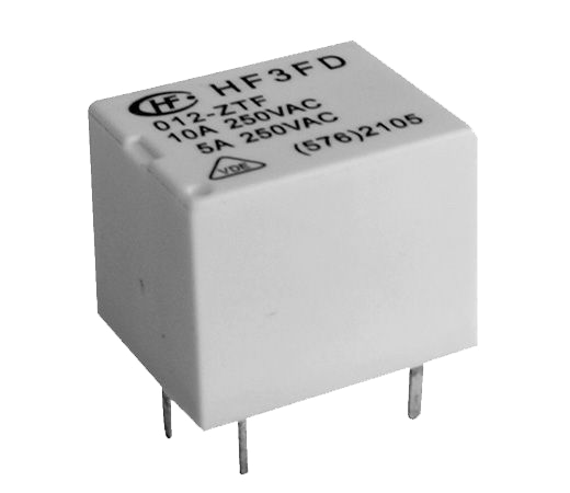 Miniature relæ - 12VDC 10A, 1 x slutte (SPST-NO), 4-ben 2mm
